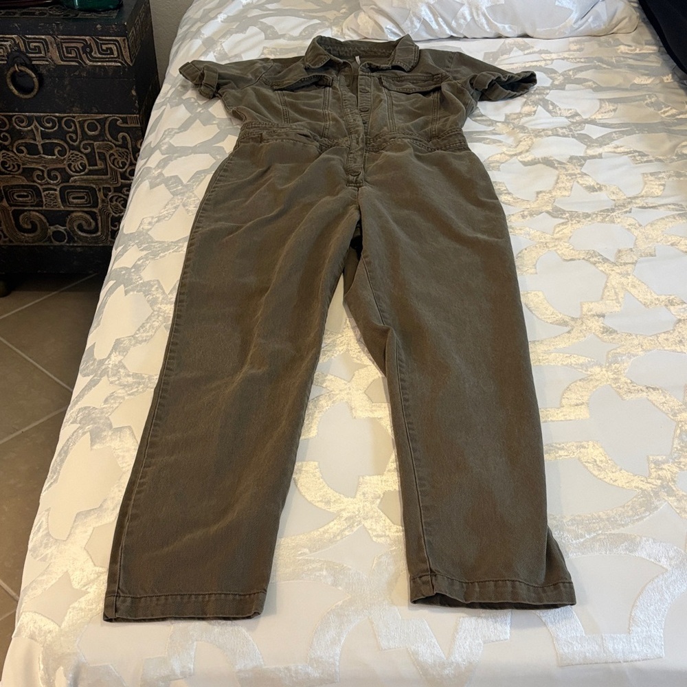 Free people Military Jumpsuit in Olive Green .